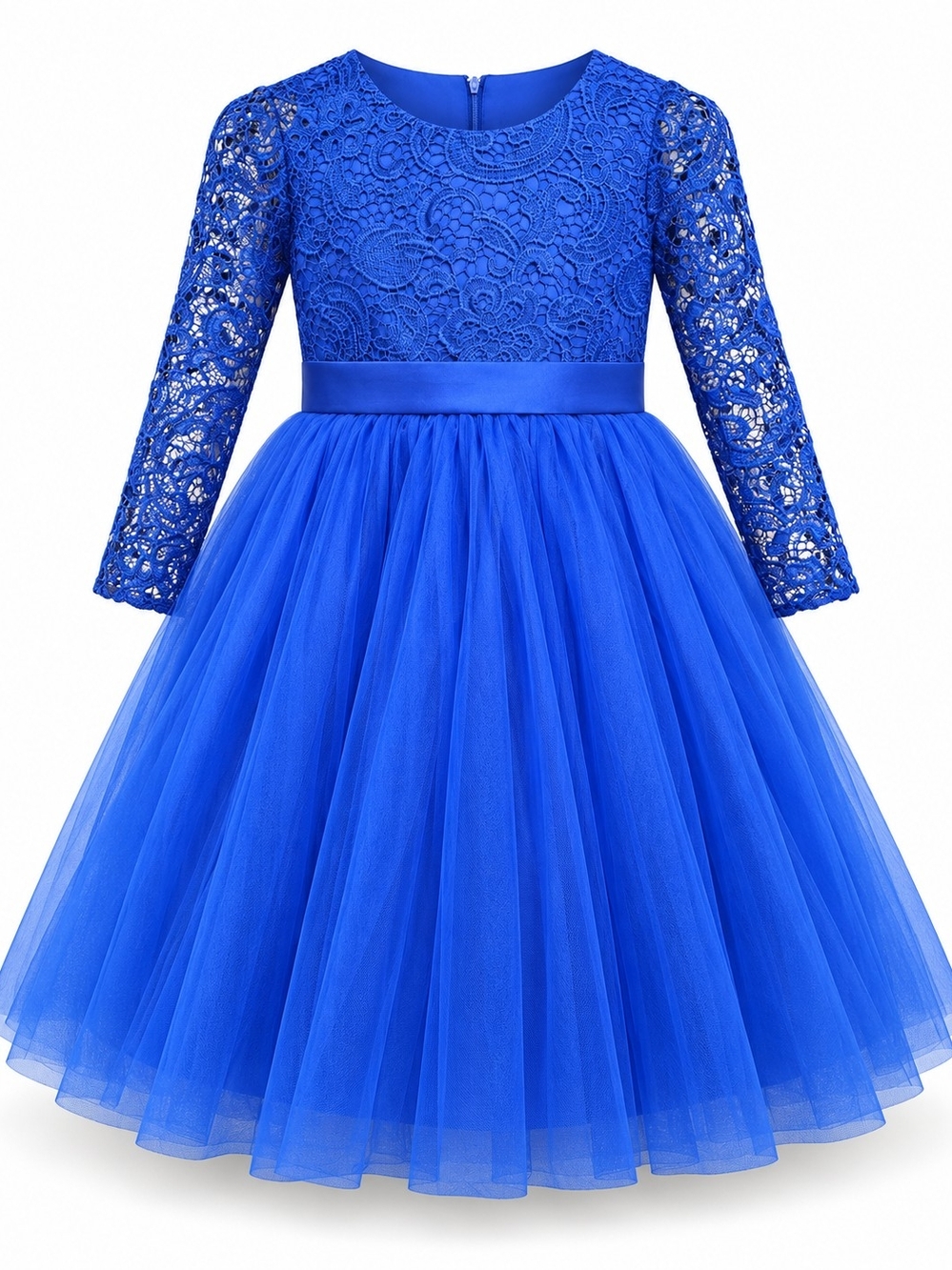 Girls' Lace & Tulle Formal Dress in Royal Blue
